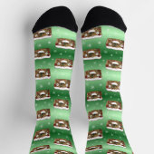 Creepisches Weihnachtsfruchtkuchen Muster Grün Socken (Oben)