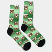 Creepisches Weihnachtsfruchtkuchen Muster Grün Socken (Rechts)