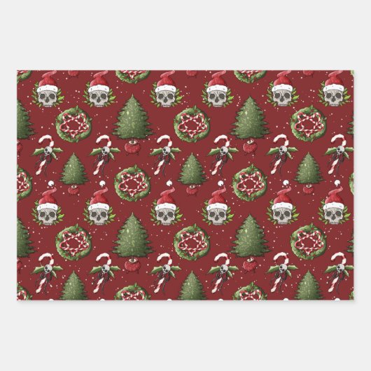 Creepisches Weihnachtswaschpapier mit Weihnachtssc Geschenkpapier Set (Vorderseite)