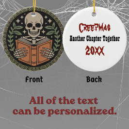 Creepmas Dark Romance Skelett beim Lesen eines Buc Keramik Ornament