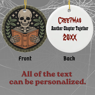 Creepmas Dark Romance Skelett beim Lesen eines Buc Keramik Ornament