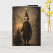 Creepmas Spooky Boy Gothic Vintag Karte (Gelbe Blume)