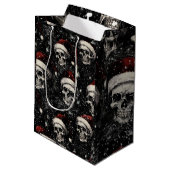Creepmas Spooky Gothic Skulls Mittlere Geschenktüte (Rückseite Schrägansicht)