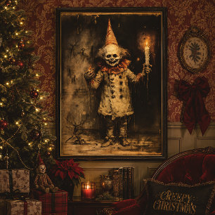 Creepmas Spooky Gothic Vintag Clown Poster