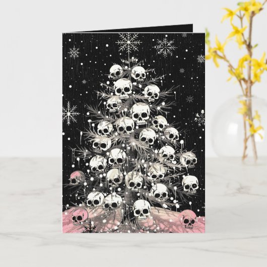 Creepmas Spooky Skulls Gothic Karte (Gelbe Blume)