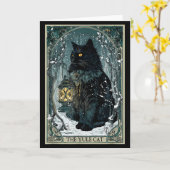 Creepmas Vintage Die Yule-Katze Tarotkarte Dunkle  Karte (Gelbe Blume)