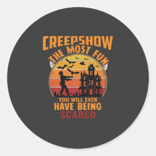 Creepshow Halloween Zombie Spukhaus Sonnenuntergan Runder Aufkleber