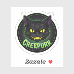 Creepurerkatze - Spooky Fang Cat Face Halloween Aufkleber