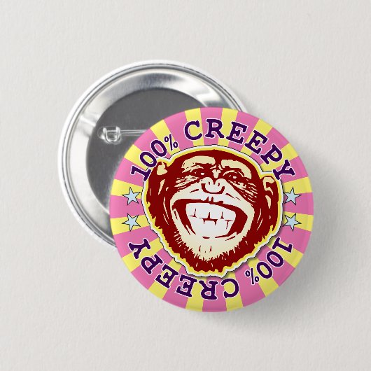 Creepy 100% Funny Funky Monkey Abzeichen Button (Vorne & Hinten)