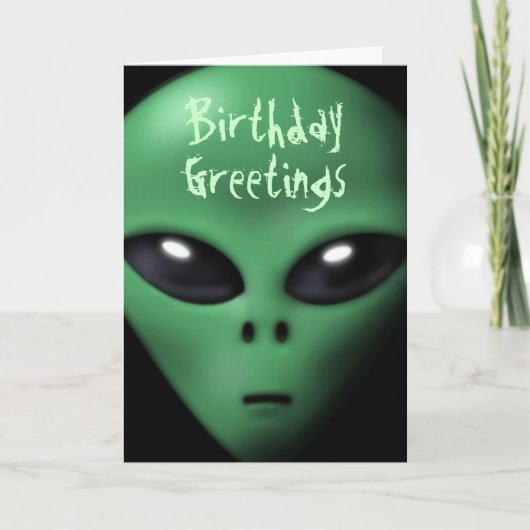 Creepy Alien Birthday Card Karte (Vorderseite)