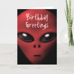 Creepy Alien Birthday Card Karte