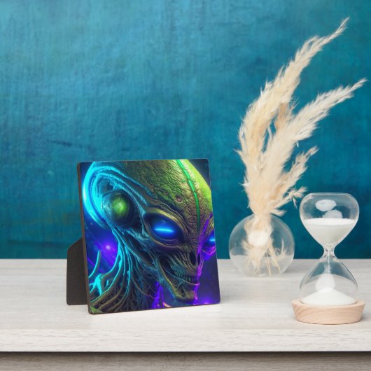 Creepy Alien Head mit leuchtenden blauen Augen Fotoplatte (InSitu)