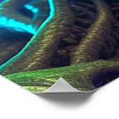 Creepy Alien Head mit leuchtenden blauen Augen Poster (Ecke)