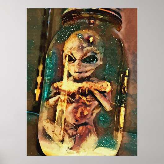 Creepy Alien im Jar Abstrakte Science Fiction Kuns Poster (Vorne)
