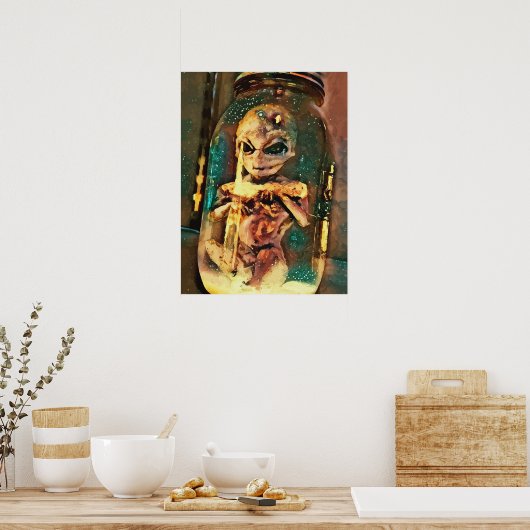 Creepy Alien im Jar Abstrakte Science Fiction Kuns Poster (Küche)