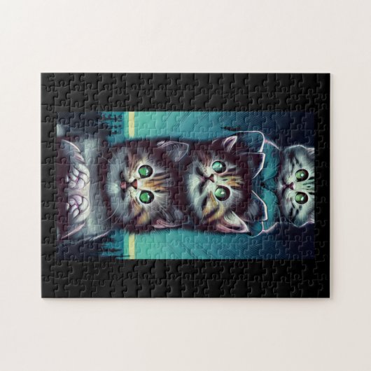 Creepy Alien Kätzchen Pole grün Puzzle (Horizontal)
