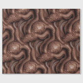 Creepy Alien Tentacle Dark Brown Geschenkpapier (Flach)