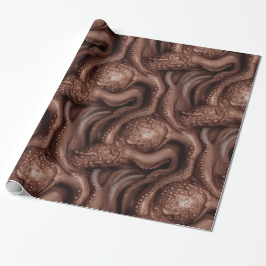 Creepy Alien Tentacle Dark Brown Geschenkpapier (Ungerollt)
