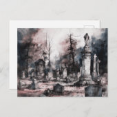 Creepy and Beautiful Friedhof Halloween Feiertagspostkarte (Vorne/Hinten)