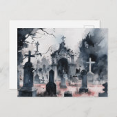 Creepy and Beautiful Friedhof Halloween Feiertagspostkarte (Vorne/Hinten)