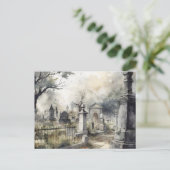 Creepy and Beautiful Friedhof Halloween Feiertagspostkarte (Stehend Vorderseite)