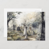 Creepy and Beautiful Friedhof Halloween Feiertagspostkarte (Vorne/Hinten)