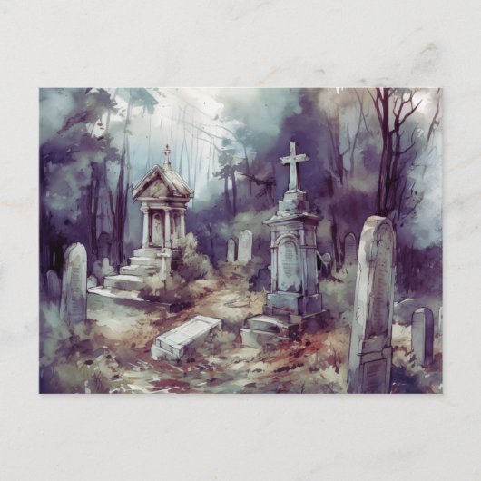 Creepy and Beautiful Friedhof Halloween Feiertagspostkarte (Vorderseite)