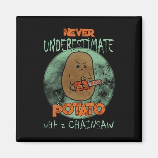 Creepy Angry Potato Chainsaw Horror Movie Lovers H Magnet (Vorne)