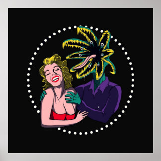 Creepy Anime Parasite Monster und Girl Design Poster