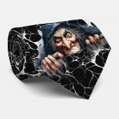 Creepy B/N Hexensüchtig Halloween-Accessoire Krawatte (Gerollt)