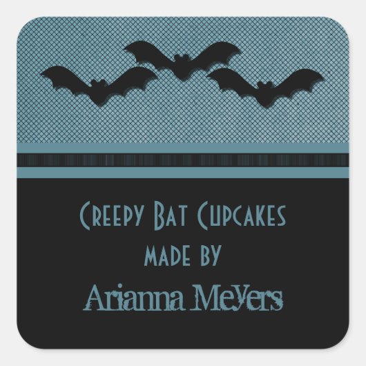 Creepy Bats Halloween Backkleber, Dunkelblau Quadratischer Aufkleber (Vorderseite)