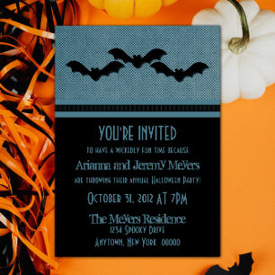 Creepy Bats Halloween-Party einladen, dunkelblau Einladung