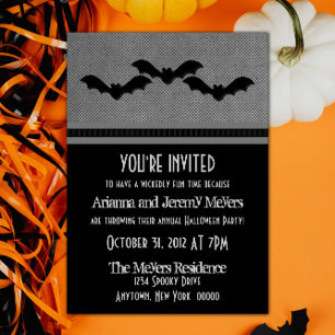 Creepy Bats Halloween-Party Einladung, Grau Einladung