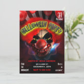 Creepy Beängstigend Killer Clown Halloween-Party Einladung (Stehend Vorderseite)