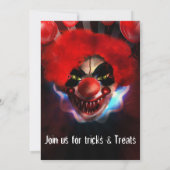 Creepy Beängstigend Killer Clown Halloween-Party Einladung (Rückseite)