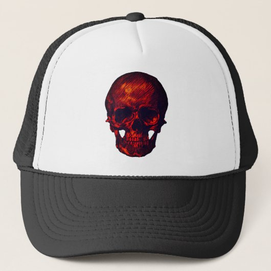 Creepy Beängstigend Spooky Red Skull Truckerkappe (Vorderseite)