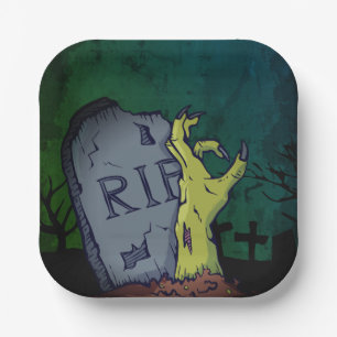 Creepy Beängstigend Zombie Hand Grave Halloween-Pa Pappteller