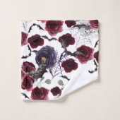 Creepy Beautiful | Dunkelgotische Rose mit Flederm Badhandtuch Set (Waschlappen)
