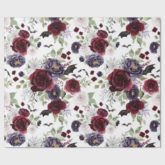 Creepy Beautiful | Dunkelgotische Rose mit Flederm Geschenkpapier (Flach)