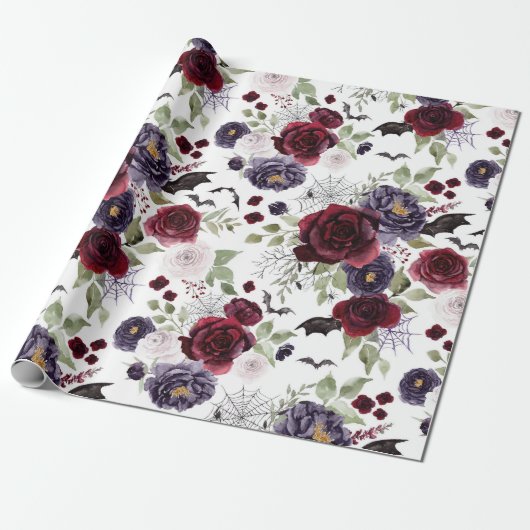 Creepy Beautiful | Dunkelgotische Rose mit Flederm Geschenkpapier (Ungerollt)