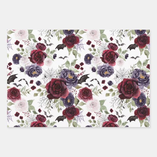 Creepy Beautiful | Dunkelgotische Rose mit Flederm Geschenkpapier Set (Vorderseite)