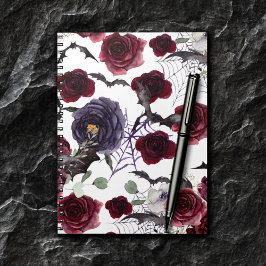 Creepy Beautiful | Dunkelgotische Rose mit Flederm Notizblock