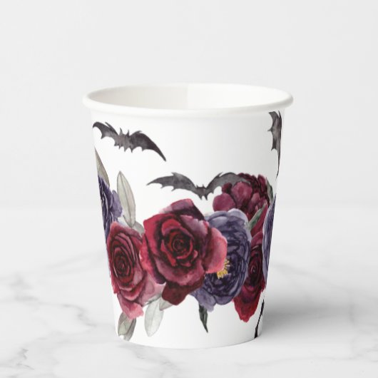Creepy Beautiful | Dunkelgotische Rose mit Flederm Pappbecher (Links)