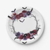 Creepy Beautiful | Dunkelgotische Rose mit Flederm Pappteller (Vorderseite)