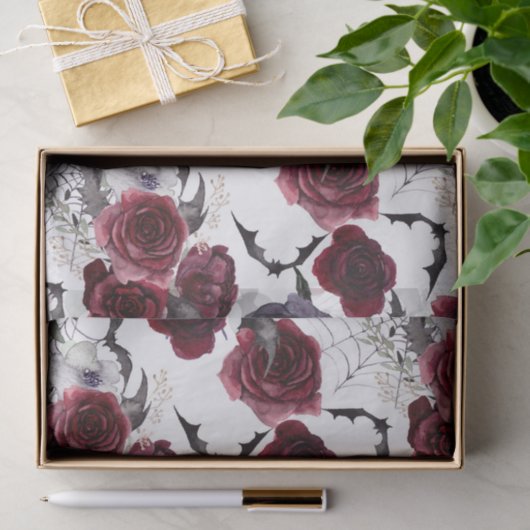 Creepy Beautiful | Dunkelgotische Rose mit Flederm Seidenpapier (Geschenk)