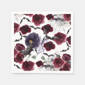 Creepy Beautiful | Dunkelgotische Rose mit Flederm Serviette (Vorderseite)