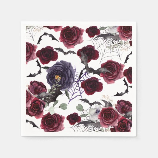 Creepy Beautiful | Dunkelgotische Rose mit Flederm Serviette (Vorderseite)