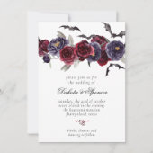 Creepy Beautiful | Dunkelrote und Lila Blumenbäder Einladung (Vorderseite)