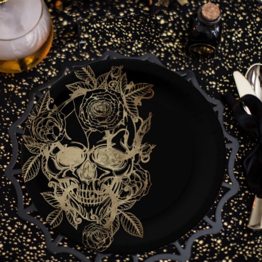 Creepy Beautiful | Goldener Grunge mit Rose Pappteller