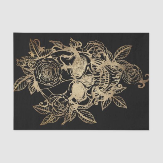 Creepy Beautiful | Goldener Grunge mit Rose Seidenpapier (Vorderseite)